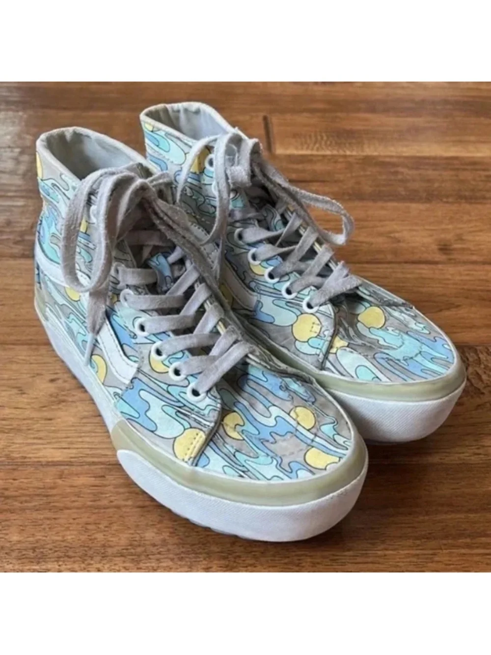 Vans Sk8-Hi Tapered Stacked Platform Sneakers UV Ink Sunwaves Canvas Size 6
